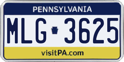 PA license plate MLG3625