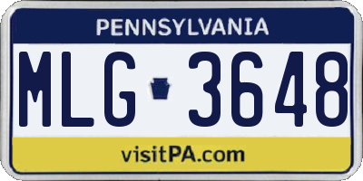 PA license plate MLG3648