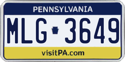 PA license plate MLG3649