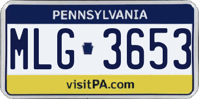 PA license plate MLG3653