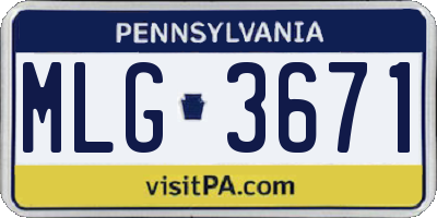 PA license plate MLG3671