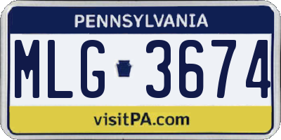 PA license plate MLG3674