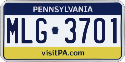 PA license plate MLG3701