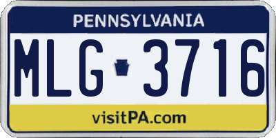 PA license plate MLG3716
