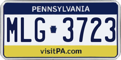 PA license plate MLG3723