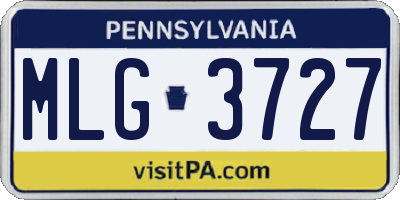 PA license plate MLG3727