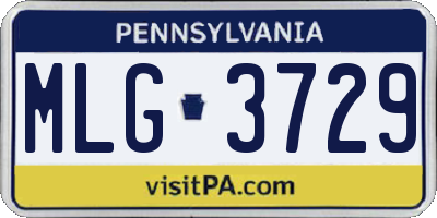PA license plate MLG3729