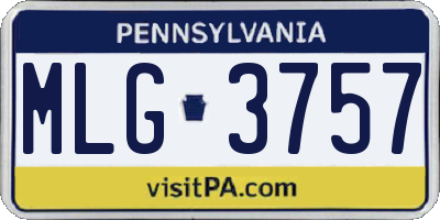 PA license plate MLG3757