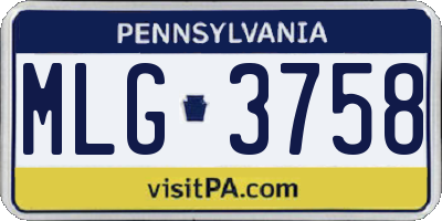 PA license plate MLG3758
