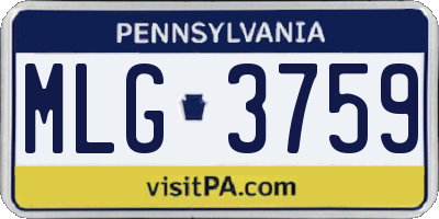 PA license plate MLG3759