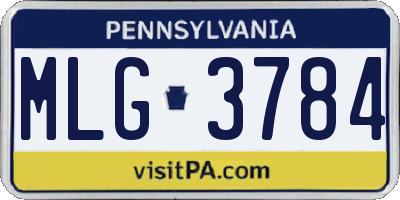 PA license plate MLG3784
