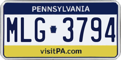 PA license plate MLG3794