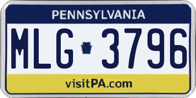 PA license plate MLG3796