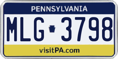 PA license plate MLG3798
