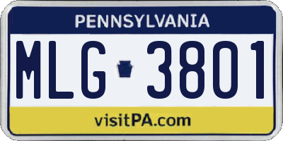 PA license plate MLG3801