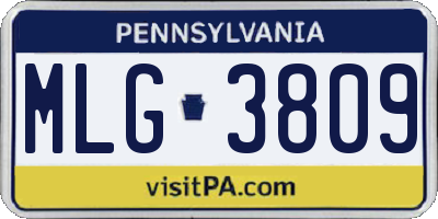 PA license plate MLG3809