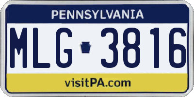 PA license plate MLG3816