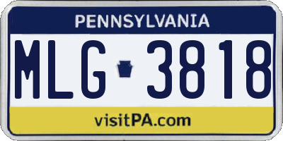 PA license plate MLG3818