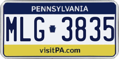 PA license plate MLG3835