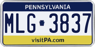 PA license plate MLG3837