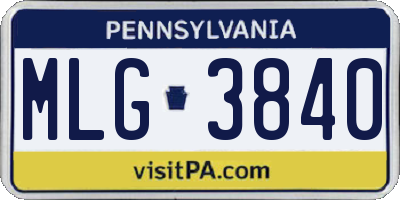 PA license plate MLG3840