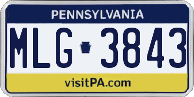 PA license plate MLG3843
