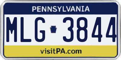 PA license plate MLG3844