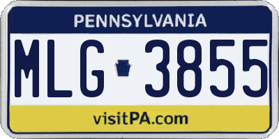 PA license plate MLG3855