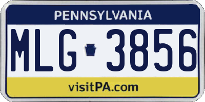PA license plate MLG3856
