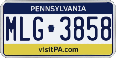 PA license plate MLG3858