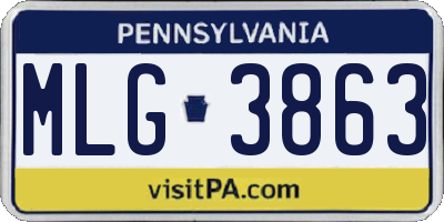PA license plate MLG3863
