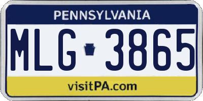 PA license plate MLG3865