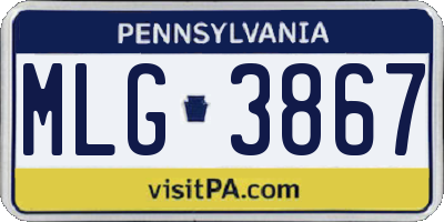 PA license plate MLG3867