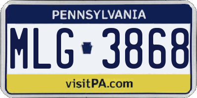 PA license plate MLG3868