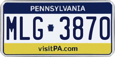 PA license plate MLG3870