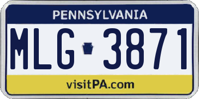 PA license plate MLG3871