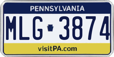 PA license plate MLG3874