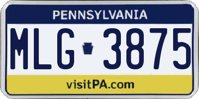 PA license plate MLG3875