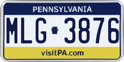 PA license plate MLG3876