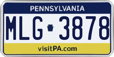 PA license plate MLG3878