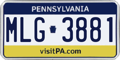 PA license plate MLG3881