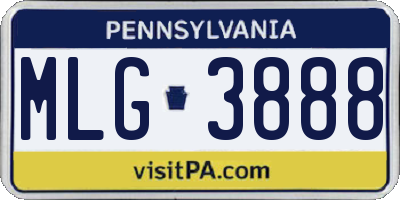 PA license plate MLG3888