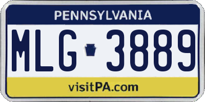 PA license plate MLG3889