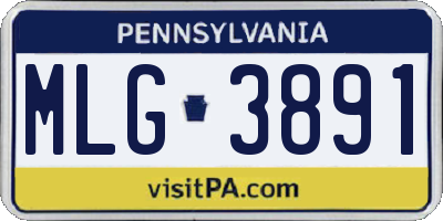 PA license plate MLG3891