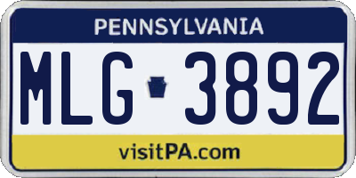 PA license plate MLG3892