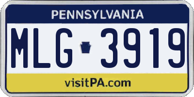 PA license plate MLG3919