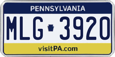 PA license plate MLG3920