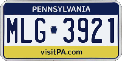 PA license plate MLG3921