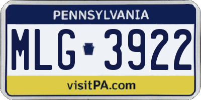 PA license plate MLG3922