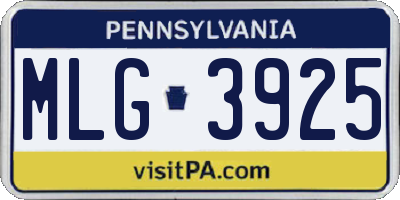 PA license plate MLG3925